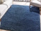 Dark Blue Throw Rug Well Woven Frederik Dark Blue Thick nordic Shag solid Color area Rug 5×7 (5’3″ X 7’3″)