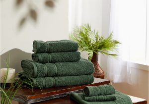 Dark Green Bath Rug Set 6 Piece Bath towel Set Plus Bath Mat Cotton Dark Green