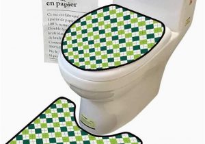 Dark Green Bath Rug Set Bathroom Rug toilet Sets Line Pattern Dotted Lin Lime Green