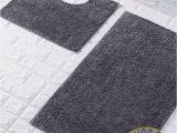 Dark Grey Bathroom Rug Set Shiny Sparkling 2pcs Bath Mat Sets Non Slip Water Absorbent Bathroom Rugs Dark Grey by fort Collections