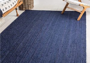 Dark Navy Blue area Rug Unique Loom Braided Jute Collection Hand Woven Natural Fibers Navy Blue Dark Blue area Rug 9 0 X 12 0