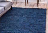 Dark Navy Blue area Rug Unique Loom solo solid Shag Collection Modern Plush Navy Blue area Rug 8 0 X 10 0