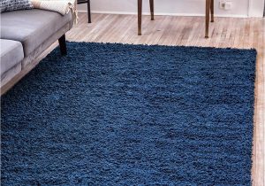 Dark Navy Blue area Rug Unique Loom solo solid Shag Collection Modern Plush Navy Blue area Rug 8 0 X 10 0