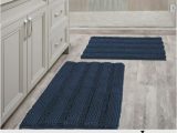 Dark Navy Blue Bath Rugs 2 Piece Bathroom Rug Set, Slip-resistant Extra Absorbent Washable, 20″ X 32″ and 17″ X 24″, Navy Blue