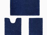 Dark Navy Blue Bath Rugs Homeideas 3 Pieces Bathroom Rugs Set Ultra soft Non Slip and Absorbent Chenille Bath Rug, Navy Blue Bathroom Rugs Plush Bath Mats for Tub, Shower, …