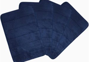 Dark Navy Blue Bath Rugs Macro Giant Memory Foam Bath Mat, Indigo Blue, Set Of 4, 58.5 X 39.5 X 1.5 Cm, Comfortable Non-slip Bath Mat