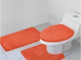 Dark orange Bathroom Rugs 3 Piece Quinn solid Bathroom Rug Set Bath Mat Contour