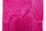 Dark Pink Bathroom Rugs 3 Piece Bath Rug Set Pattern Bathroom Rug 20"x32" Contour Mat 20"x20" with Lid Cover Hot Pink