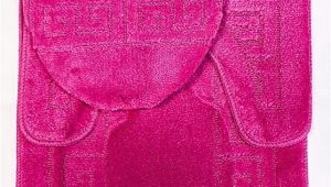 Dark Pink Bathroom Rugs 3 Piece Bath Rug Set Pattern Bathroom Rug 20"x32" Contour Mat 20"x20" with Lid Cover Hot Pink