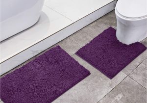 Dark Purple Bath Rug Set Homeideas Bathroom Rugs Sets 2 Piece Deep Purple, Ultra soft Non …