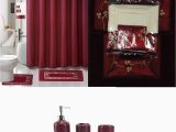 Dark Red Bathroom Rugs 22 Piece Bath Accessory Set Burgundy Red Bath Rug Set Shower Curtain & Accessories