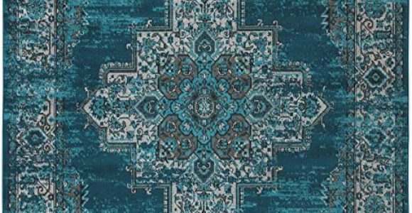 Dark Teal area Rug 8×10 Signature Design by ashley Moore Boho 8 X 10 Foot area Rug, Low Pile, Blue