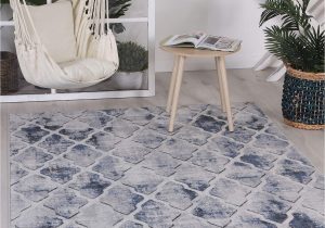Durable High Traffic area Rugs Home Culture Courtyard Trellis Indoor Outdoor Blue Rug