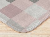 Dusty Rose Bath Rugs Dusty Rose Rose and Grey Squares Bath Mat by Blertadk