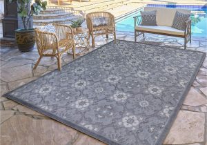 Elements Indoor Outdoor Citra Medallion area Rug Gertmenian 22431 Indoor Outdoor Rug Textured Outside Patio Textural Carpet, 9×13 Extra Large, Abstract Floral Medallion Gray