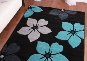 Extra Large Grey area Rug Modern Black Grey Teal Blue Flower Extra Large area Floor