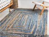 Extra Large Living Room area Rugs Hand Braided Denim Jute area Rugs for Living Room 6 X 8 Feet