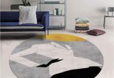 Extra Large Round area Rugs Wjw-dt Black White Grey Yellow Simple Abstract Round Carpet Rugs for Living Room Entrance Floor Mats Piano Pad Large area Rugs 80 100 120 140 160 200 …
