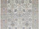 Faded Blue Persian Rug Silver ash Gray Ivory Ocean Blue Faded oriental Distressed area Rug