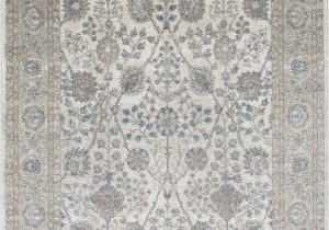 Faded Blue Persian Rug Silver ash Gray Ivory Ocean Blue Faded oriental Distressed area Rug