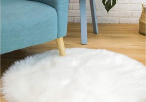 Faux Animal Skin area Rugs Ciicool soft Faux Sheepskin Fur area Rugs Round Fluffy Rugs for Bedroom Silky Fuzzy Carpet Furry Rug for Living Room Girls Rooms White 3 X 3 Feet