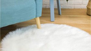 Faux Fur area Rug 8×10 Ciicool soft Faux Sheepskin Fur area Rugs Round Fluffy Rugs for Bedroom Silky Fuzzy Carpet Furry Rug for Living Room Girls Rooms White 3 X 3 Feet