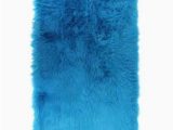 Faux Fur Blue Rug Faux Fur Turquoise Sheepskin Shag area Rug (30″ X 46″)