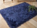 Faux Fur Blue Rug Phantoscope Deluxe soft Faux Sheepskin Fur Series Decorative Indoor area Rug 2 X 3 Feet Rectangle, Navy Blue, 1 Pack