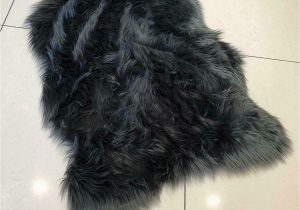 Faux Fur Navy Blue Rug Faux Fur Sheepskin Charcoal Grey Rug In Two Sizes