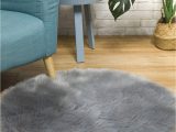 Faux Sheepskin area Rug 8×10 Ciicool soft Faux Sheepskin Fur area Rugs Fluffy Rugs for Bedroom Silky Fuzzy Carpet Furry Rug for Living Room Girls Rooms Grey Round 3 X 3 Feet