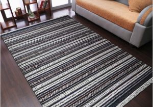 Flat Woven Wool area Rugs Rugsotic Carpets Hand Woven Flat Weave Kilim, Contemporary Wool area Rug, Charcoal,white, 3’x5′