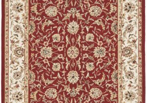 Frederick Hand Hooked Wool Blush area Rug Burgundy and Ivory 4ft 6in X 6ft 6in Oval
