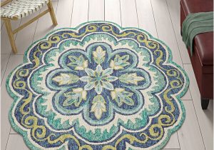 Fremont Wool Aqua area Rug Cementon Floral Handmade Tufted Wool Green area Rug