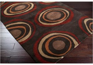 Giannini Abstract Brown Red area Rug Hand-knotted Brown Circles Bakewell Wool Geometric area Rug – 5& …