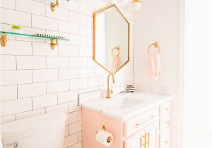 Gold and White Bathroom Rugs Modern Glam Blush Girls Bathroom Design