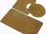 Gold Colored Bath Rugs Bh Home & Linen 3 Piece Premium Polypropylene Bath Rugs Set with Embossed/tiles Design ((v) Gold)
