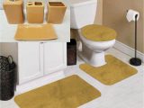 Gold Colored Bath Rugs New Complete Bathroom Set #6 7pc Gold Non Slip soft Chenille Bath Rug with 4pc Ceramic Accesories Set for Bathroom 1 U-shape Contour Rug, 1 Mat and 1 …