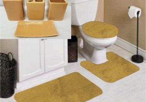Gold Colored Bath Rugs New Complete Bathroom Set #6 7pc Gold Non Slip soft Chenille Bath Rug with 4pc Ceramic Accesories Set for Bathroom 1 U-shape Contour Rug, 1 Mat and 1 …