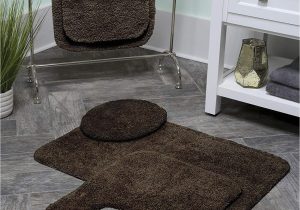 Gorilla Grip original Luxury Chenille Bathroom Rug Mat Maples Rugs softec Non Slip Washable & Quick Dry Contour toilet Rugs [made In Usa] U Shaped Dark Brown