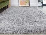 Gray and Silver area Rugs Silver Thick Shaggy Rug Light Grey Modern Durable Super soft Fluffy Shag Rugs Living Room area Bedroom 120cm X 170cm