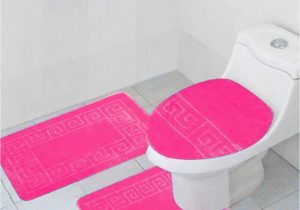Greek Key Bath Rug 3 Piece Hot Pink Greek Key Pattern Bathroom Rug Set