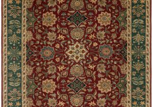 Green and Red area Rugs Ava Hand Knotted Wool Green Red Cream area Rug