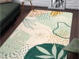 Green Living Room area Rugs Lahome Green Washable area Rug – 3×5 Botanical Print Small Rug Modern Abstract Non-slip Minimalist Art area Rug Accent Distressed Throw Rugs Floor …