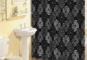 Grey and Black Bathroom Rugs Black Gray Scrolls Shower Curtain 15 Pcs Bath Rug Mat