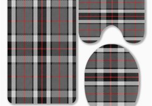 Grey and Black Bathroom Rugs Eczjnt Scottish Tartan tompson Black Gray White 3 Piece