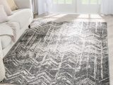 Grey and Ivory area Rug 8×10 Well Woven Marbella Grey & Ivory Zig-zag Stripes Distressed Geometric Pattern area Rug 8×10 (7’10” X 9’10”)