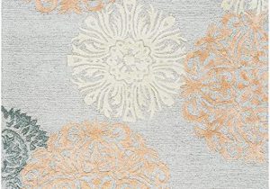 Grey and Peach area Rug Rizzy Home Eden Harbor Collection Wool Viscose area Rug 9 X 12 Peach orange Gray Rust Blue Medallion