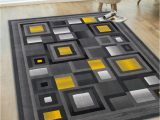 Grey and Yellow area Rug 8×10 area Rug 8×10 Abstract Geometric Modern Squares 5×7 Rug Carpet Kilim Yellow Gray
