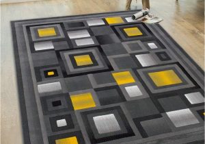 Grey and Yellow area Rug 8×10 area Rug 8×10 Abstract Geometric Modern Squares 5×7 Rug Carpet Kilim Yellow Gray
