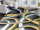 Grey and Yellow area Rug 8×10 Glory Rugs area Rug 8×10 Yellow Door Mat Modern Swirls Carpet Bedroom Living Room Contemporary Dining Accent Sevilla Collection 4816